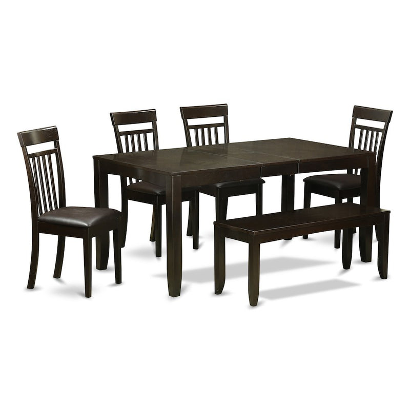 6  PC  Dining  room  set  with  bench-Table  with  Leaf  and  4  Chairs  for  Dining  room  plus  Bench