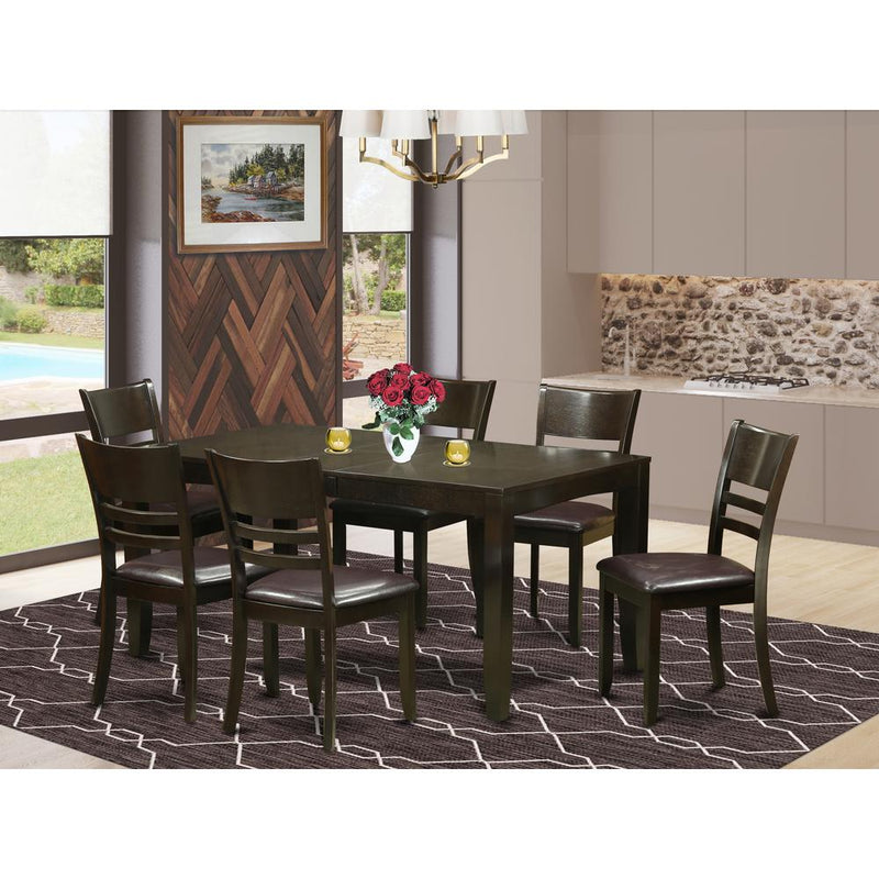 7  PC  Dining  room  set-Dining  Table  with  Leaf  and  6  Dining  Chairs