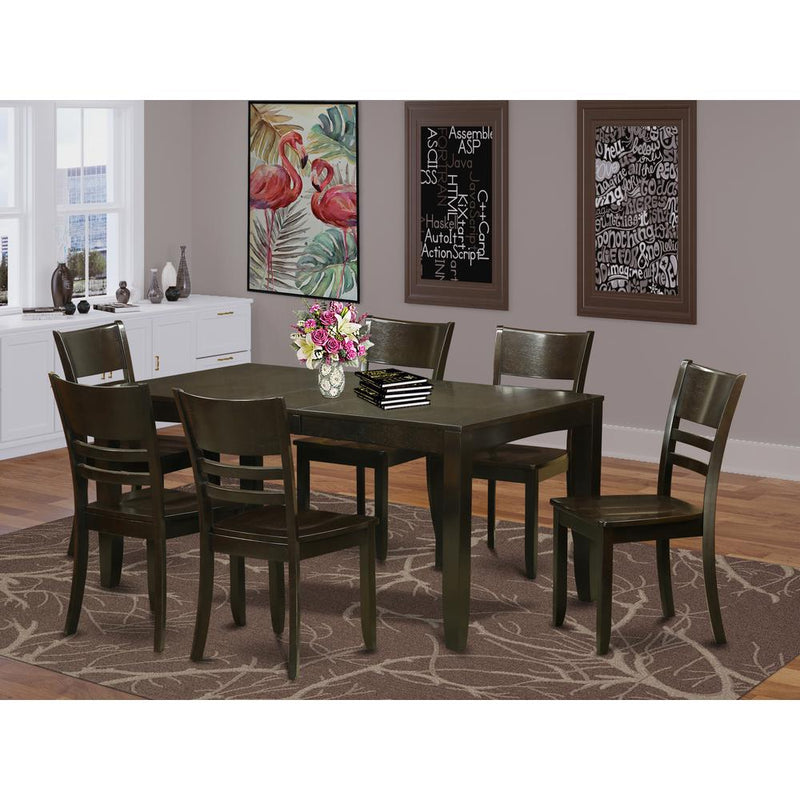 7  PC  Dining  set-Kitchen  Tables  with  Leaf  and  6  Dining  Chairs