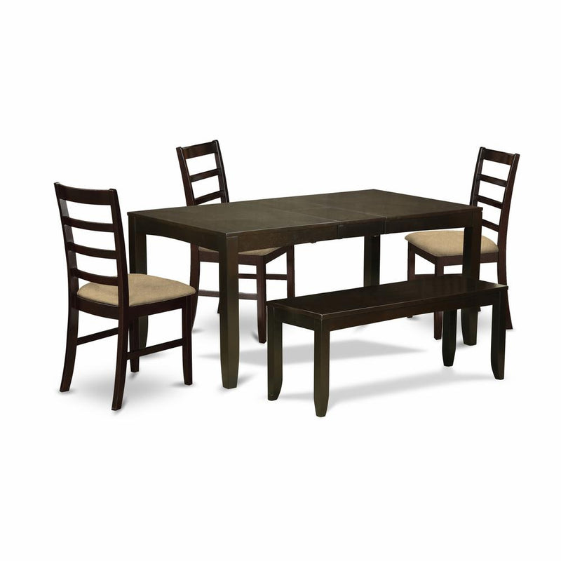 LYPF6-CAP-C 6 PC Dining Table with bench-Table with Leaf and 4 Dining Chairs plus Bench