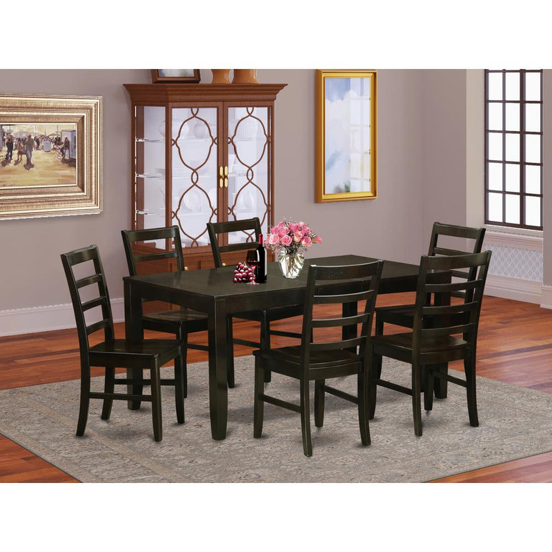 7  Pc  Dining  set-Table  with  Leaf  and  6  Dining  Chairs