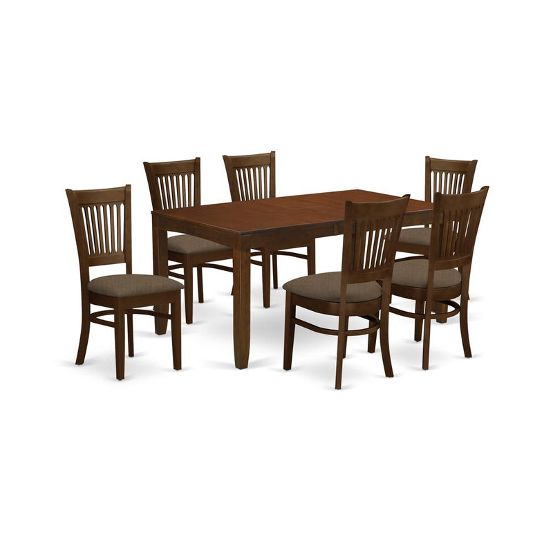 LYVA7-ESP-C 7 Pc Dining Table with a 12" Leaf and 6 Cushion Kitchen Chairs