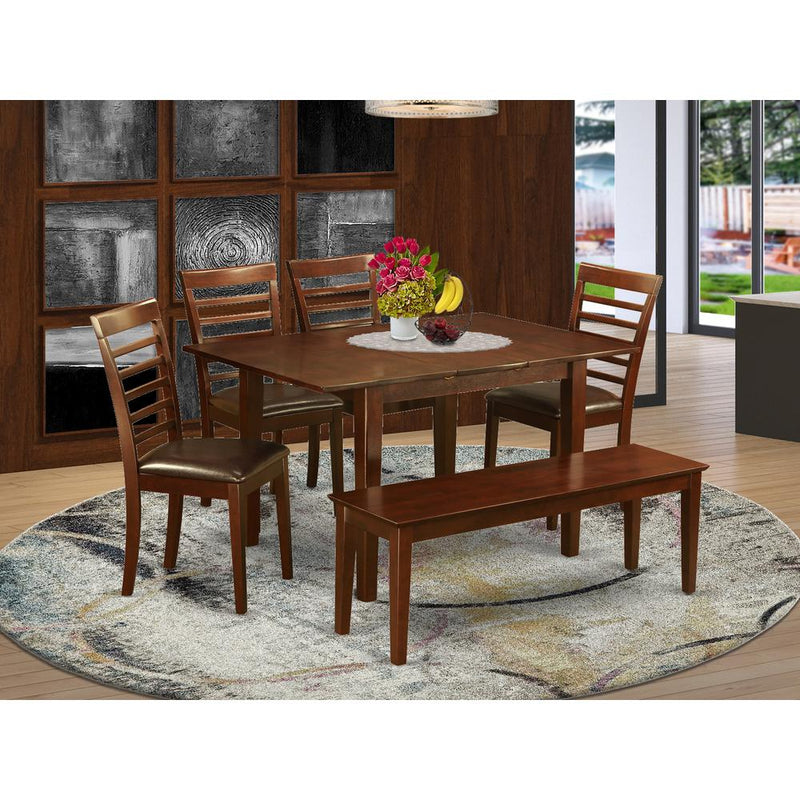 6  Pc  small  Kitchen  Table  set-Table  and  4  Kitchen  Chairs  and  Dining  Bench