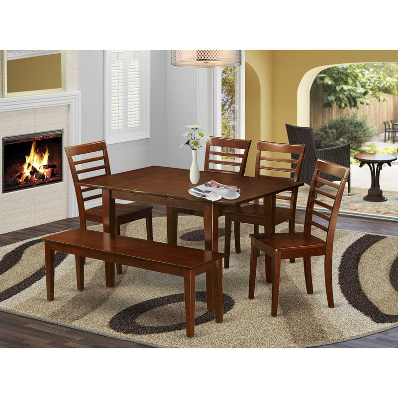 6  Pc  Kitchen  nook  Dining  set  -Table  and  4  Chairs  for  Dining  room  and  Bench