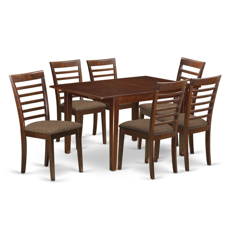 MILA7-MAH-C 7 Pc Kitchen nook Dining set-breakfast nook and 6 Dining Chairs in Mahogany