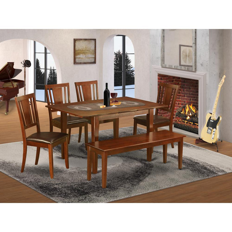 6  Pc  Kitchen  nook  Dining  set-breakfast  nook  and  4  Dining  Chairs  and  Bench