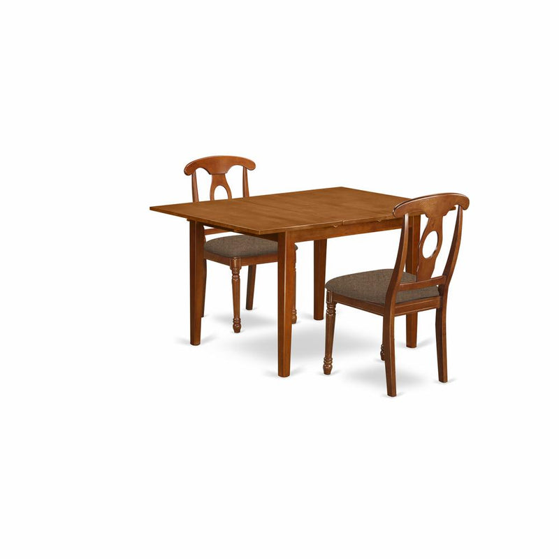 MLNA3-SBR-C 3 Pc set Milan featuring Leaf and 2 Fabric Chairs in Saddle Brown