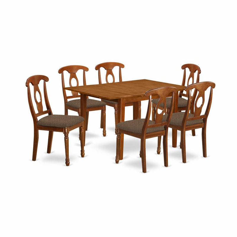 MLNA7-SBR-C 7 Pc dinette set for small spaces- Tables and 6 Kitchen Dining Chairs