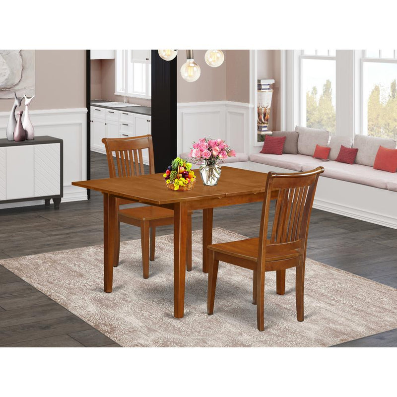 3  PcMilan  with  Leaf  and  2  hard  wood  Kitchen  Chairs  in  Saddle  Brown