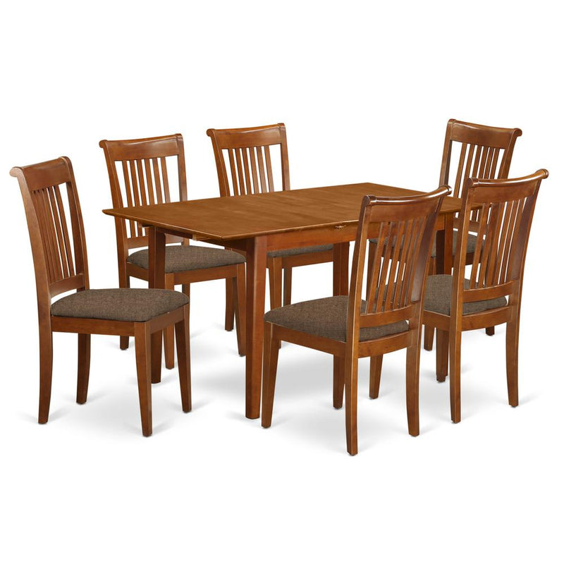 MLPO7-SBR-C 7 Pc dinette set for small spaces-Kitchen Table and 6 Dining Chairs