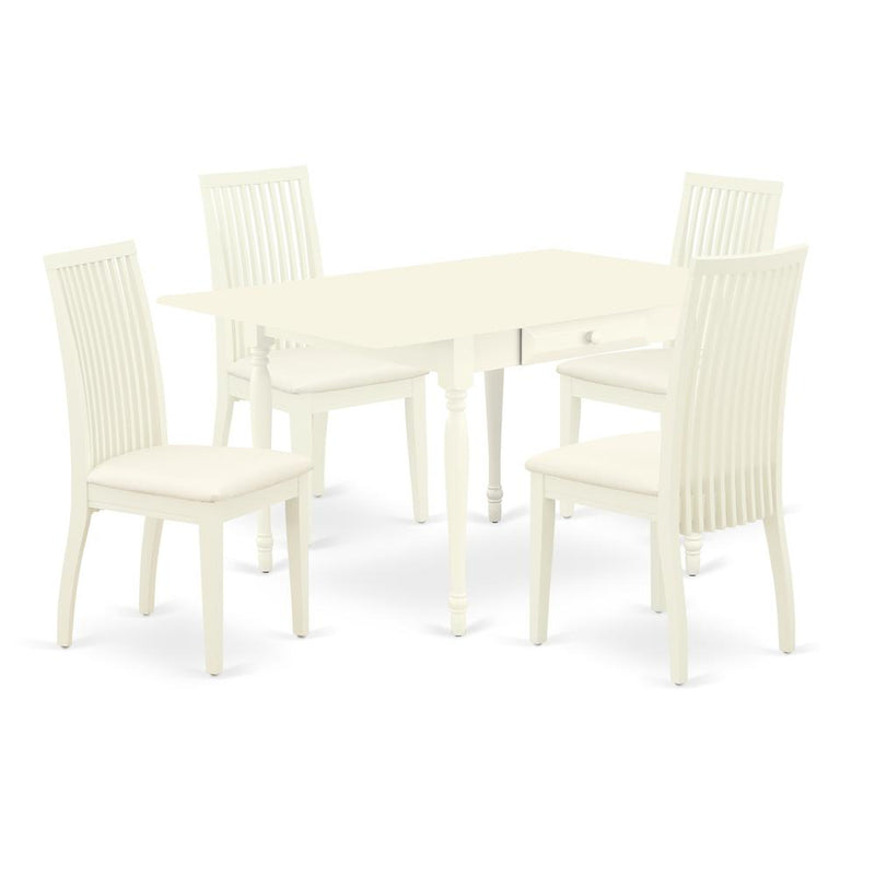 Dining Room Set Linen White, MZIP5-LWH-C