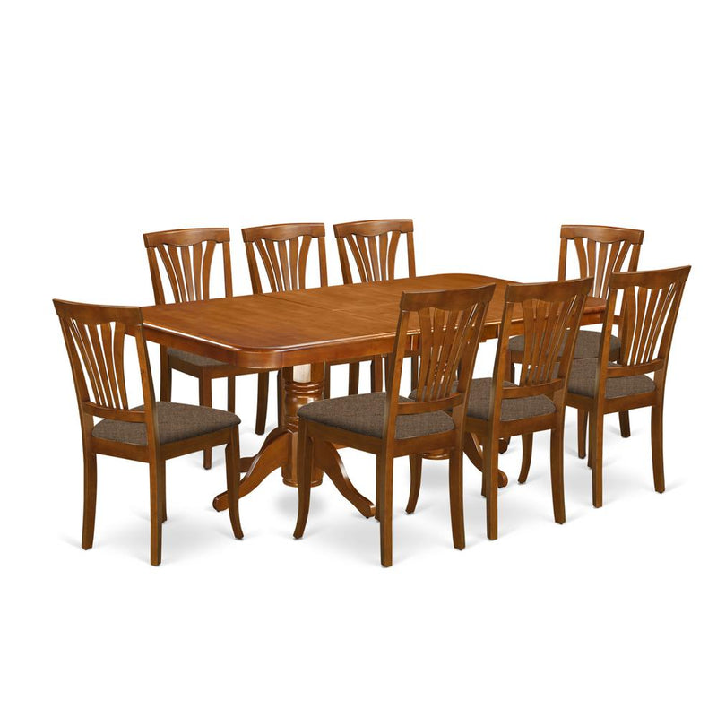 NAAV9-SBR-C 9 PC Dining room set-Dining Table and 8 Dining Chairs