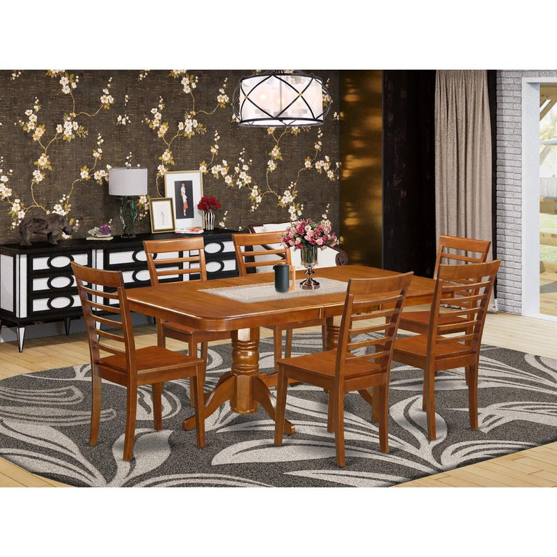 7  Pc  Dining  room  set  Table  with  Leaf  and  6  Dining  Chairs