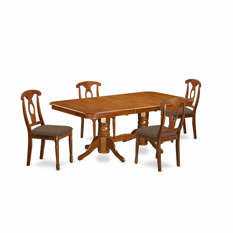 NANA5-SBR-C 5 Pc Dining room set for 4-rectangular Table with Leaf and 4 Kitchen Dining Chairs