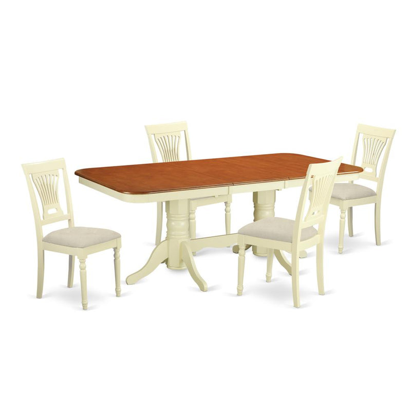 NAPL5-WHI-C 5 PcKitchen Table set - Small Kitchen Table and 4 Kitchen Dining Chairs