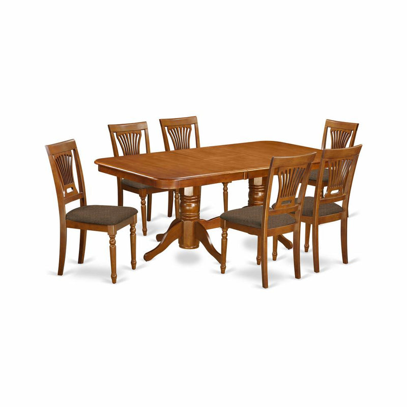 NAPL7-SBR-C 7 Pc Dining room set-Dining Table and 6 Dining Chairs