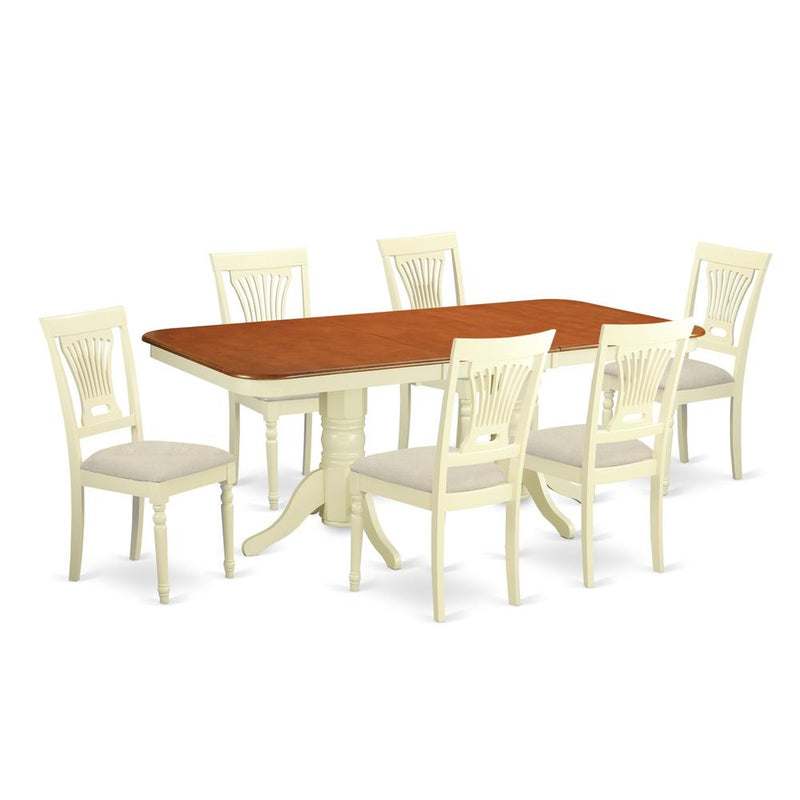 NAPL7-WHI-C 7 PcTable and chair set -Kitchen dinette Table and 6 Dining Chairs