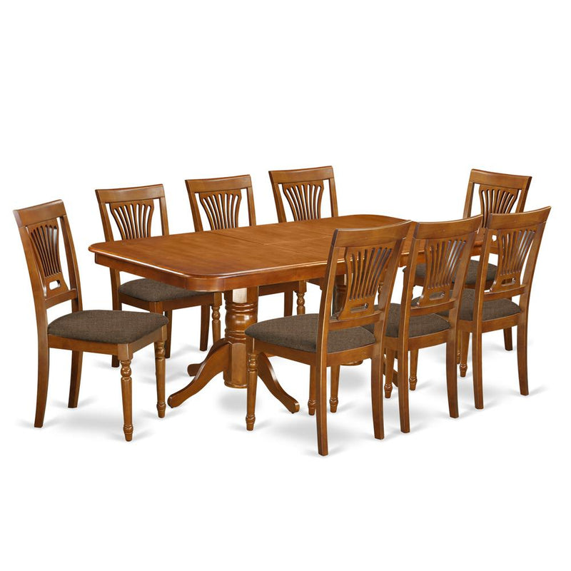 NAPL9-SBR-C 9 Pc Dining room set-Dining Table and 8 Dining Chairs