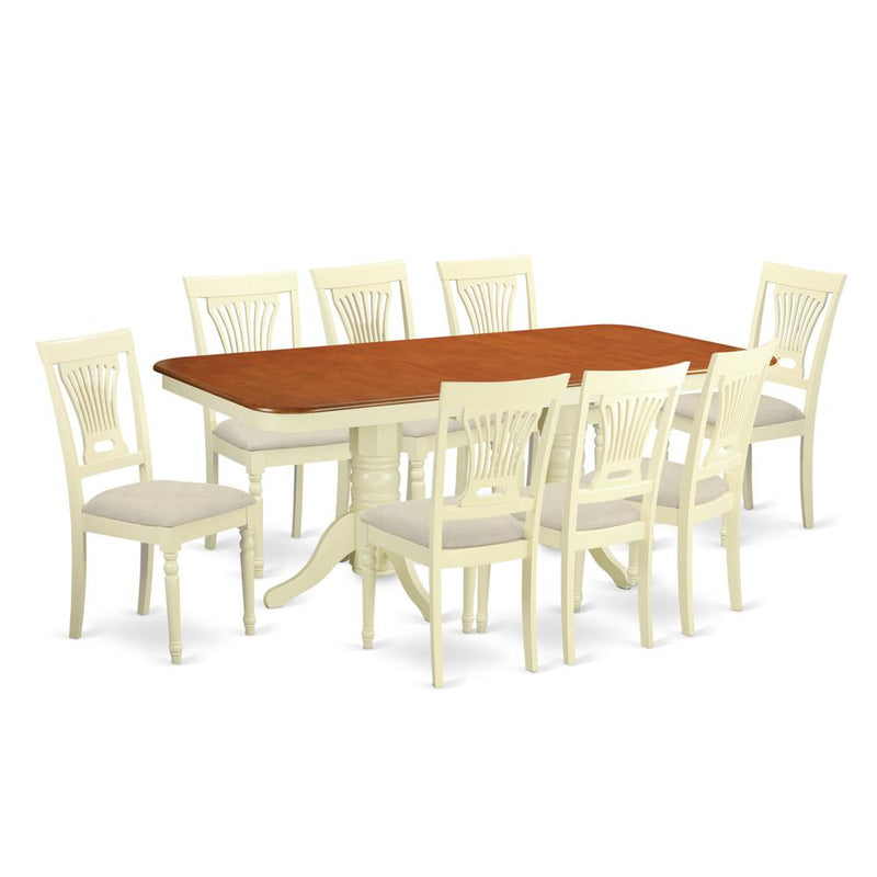 NAPL9-WHI-C 9 Pc dinette set for 8- Kitchen dinette Table and 8 Dining Chairs