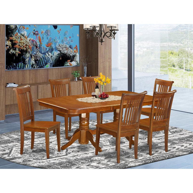 7  Pc  formal  Dining  room  set  Table  with  Leaf  and  6  Dining  Chairs.