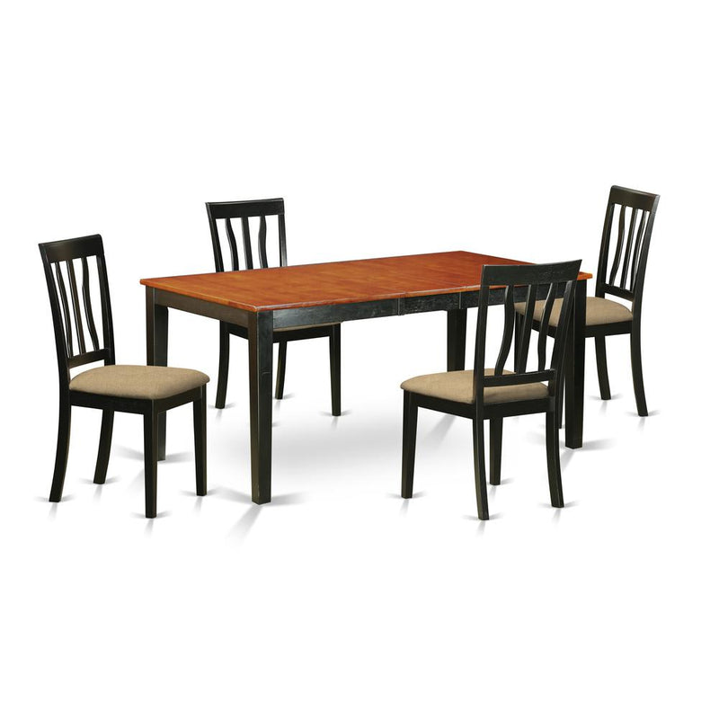 NIAN5-BCH-C 5 PC Kitchen Table set-Dining Table and 4 Wooden Kitchen Chairs