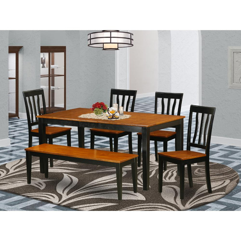 6  PC  Kitchen  Table  set-Dining  Table  and  4  Dining  Chairs  plus  a  bench