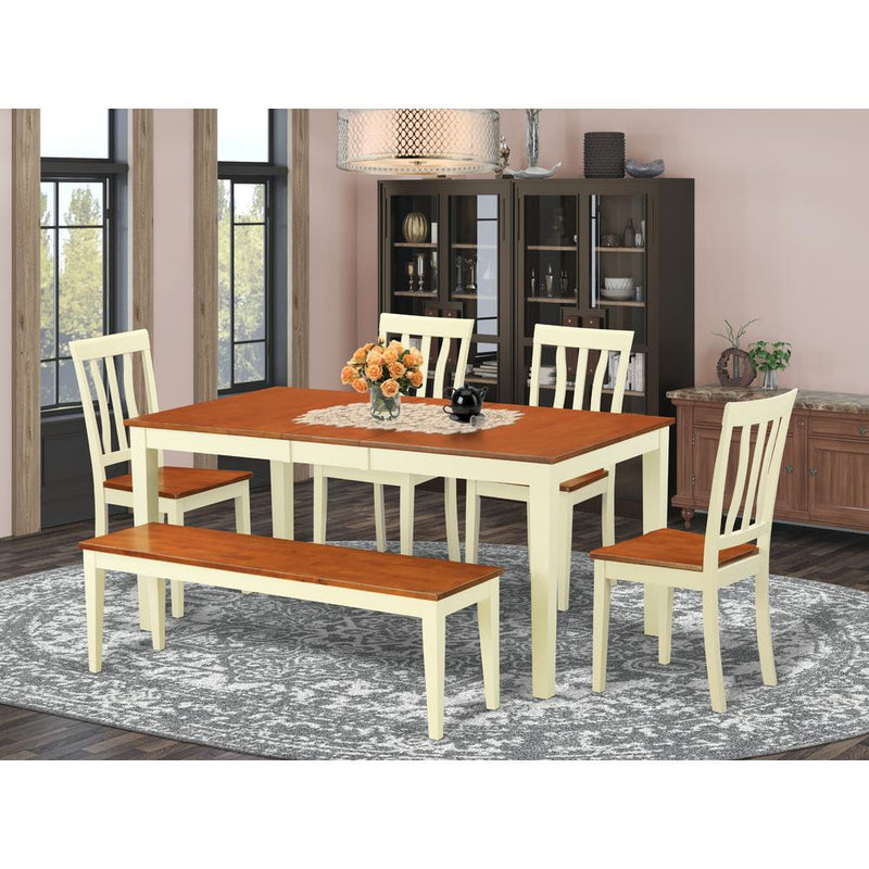 6-Pc  Table  and  chair  set  -  Kitchen  Table  and  4  Dining  Chairs  together  with  Bench