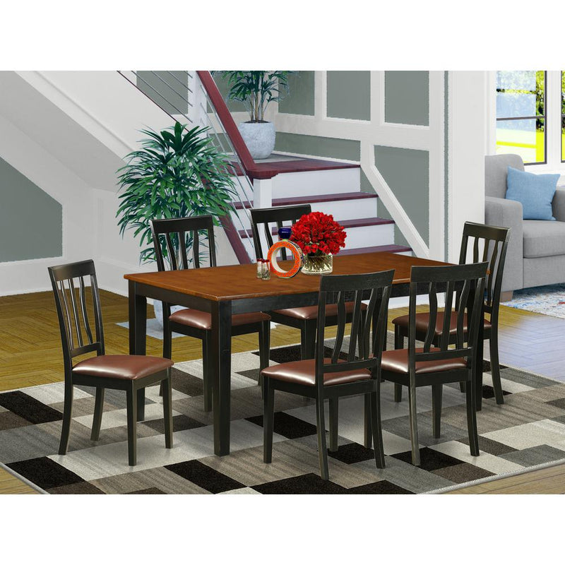 7  PC  Kitchen  Table  set-Dining  Table  and  6  Wooden  Dining  Chairs