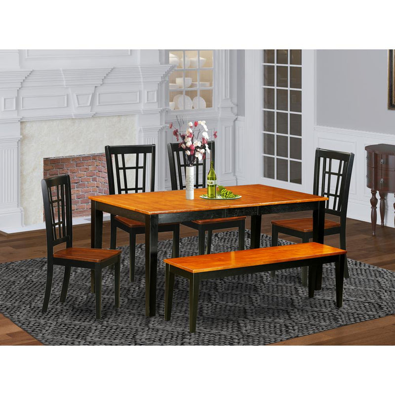 6-Pc  Dining  room  set  with  bench-Kitchen  Tables  and  4  Dining  Chairs  Plus  bench