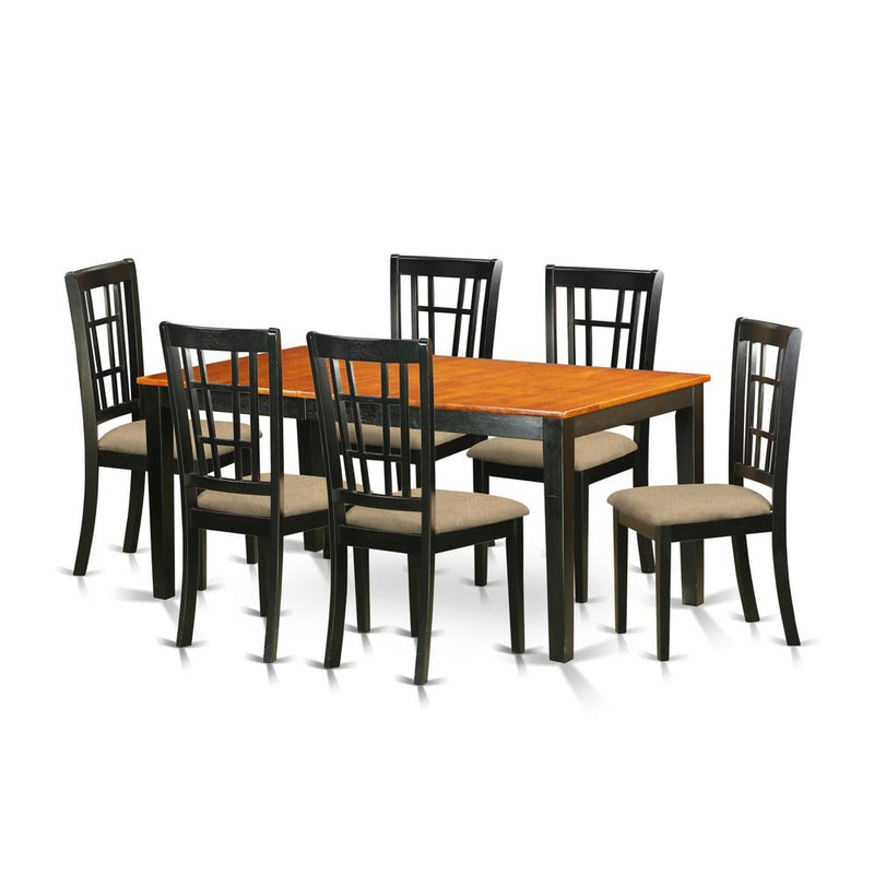 NICO7-BLK-C 7 Pc Dining room set-Kitchen Tables Plus 6 Kitchen Chairs