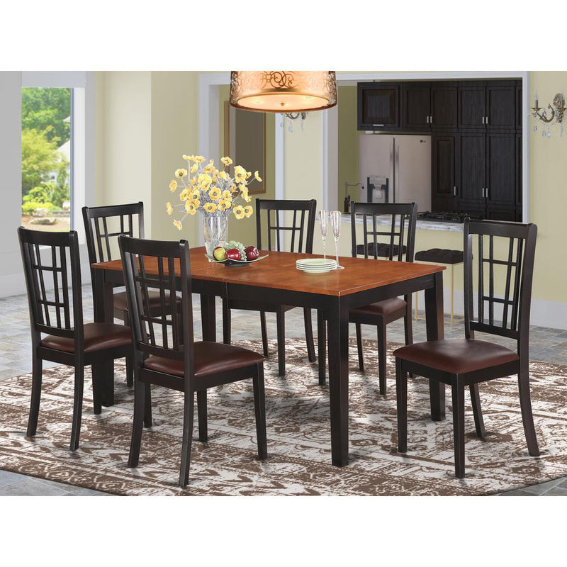 7  PC  Dining  room  set-Dining  Table  with  Leaf  and  6  Kitchen  Chairs