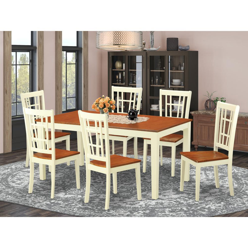 7  Pc  Dining  room  set-Dining  Table  with  Leaf  and  6  Kitchen  Dining  Chairs