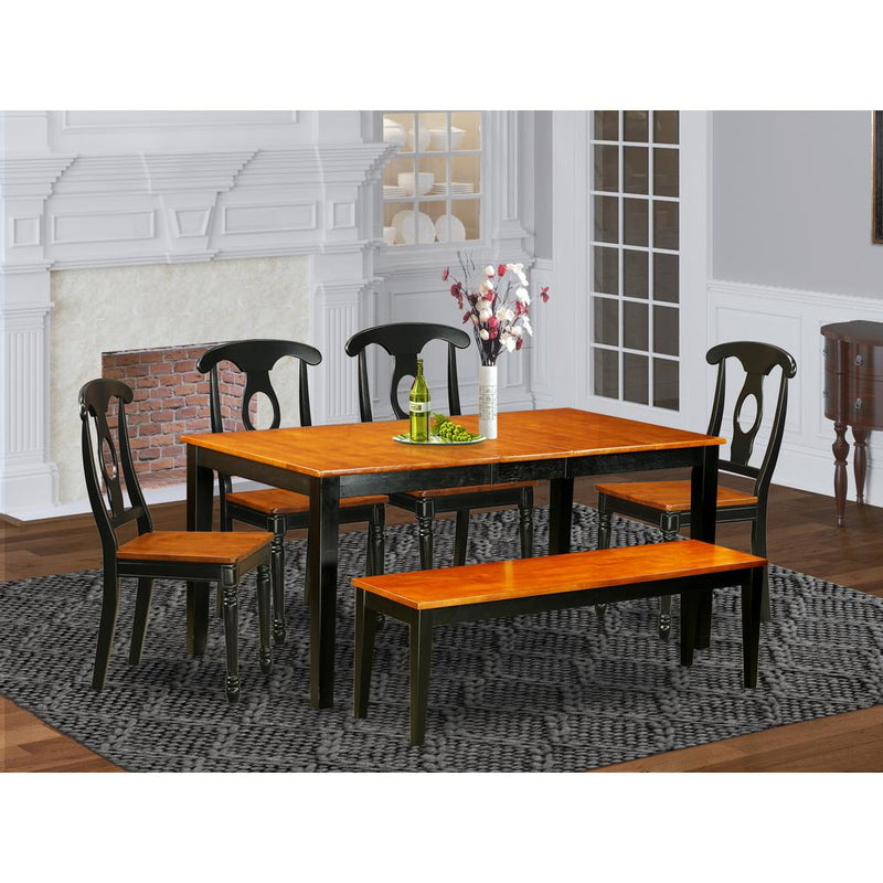 6-PC  Dining  room  set  with  bench-Kitchen  Tables  and  4  Dining  Chairs  Plus  bench