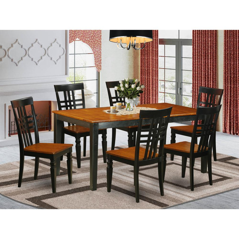 7  PC  Kitchen  Table  set  with  a  Nicoli  Table  and  6  Dining  Chairs  in  Black  and  Cherry