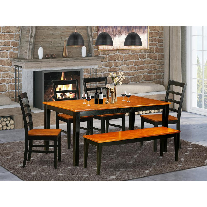 6  PC  Dining  room  set  with  bench-Kitchen  Tables  and  4  Wooden  Dining  Chairs  Plus  bench