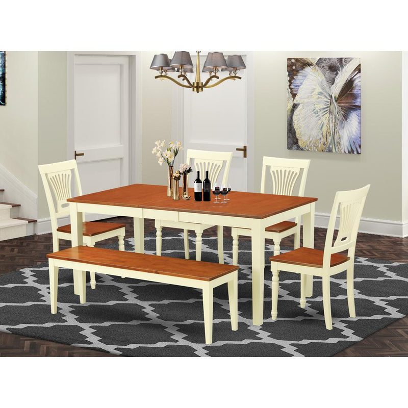 6  Pc  dinette  Table  set  -  Dinette  Table  and  4  Kitchen  Chairs  coupled  with  Bench