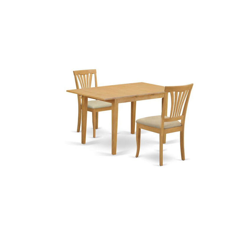 NOAV3-OAK-C 3 PcSmall Kitchen Table set - Kitchen Table and 2 Dining Chairs