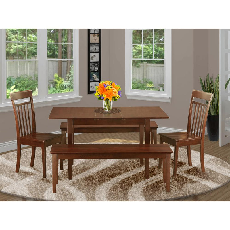 5  PC  Small  Kitchen  table  set  -  Table  with  Leaf  plus  2  Dining  Table  Chairs  and  2  Benches