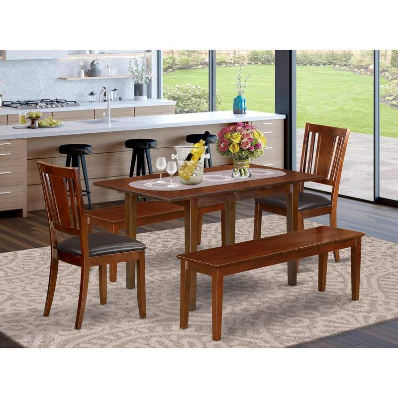 5  PC  Small  Kitchen  table  set  -  Table  with  Leaf  plus  2  Kichen  Chairs  and  2  Benches