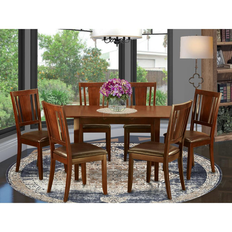 7  Pc  Kitchen  Tables  set  -  Table  with  Leaf  and  6  Dining  Chairs