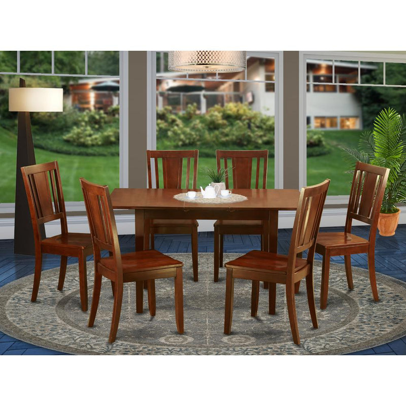 7  Pc  Kitchen  Dining  Tables  set  -  Table  with  Leaf  and  6  Dining  Chairs