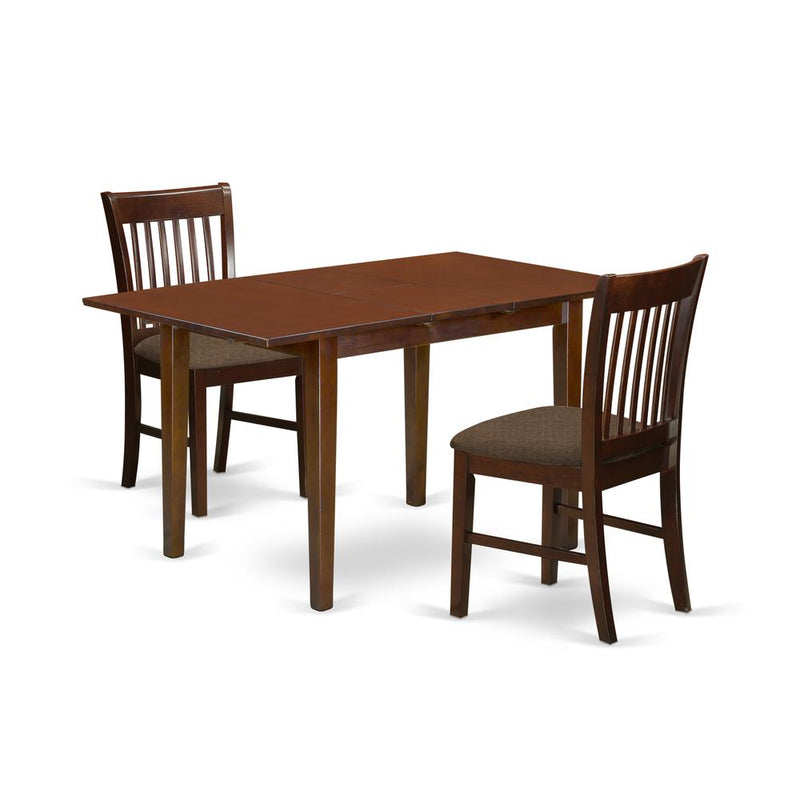 NOFK3-MAH-C 3 Pc dinette set- Table with a 12in leaf and 2 Dining Chairs