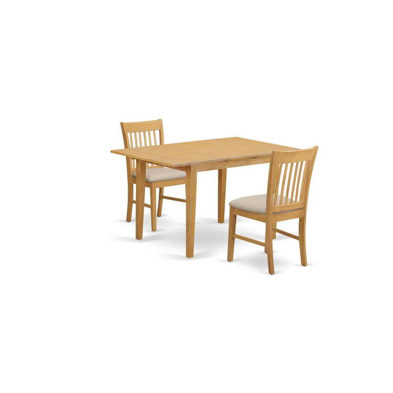 NOFK3-OAK-C 3 Pc Kitchen nook Dining set - small Kitchen Table and 2 Kitchen Dining Chairs