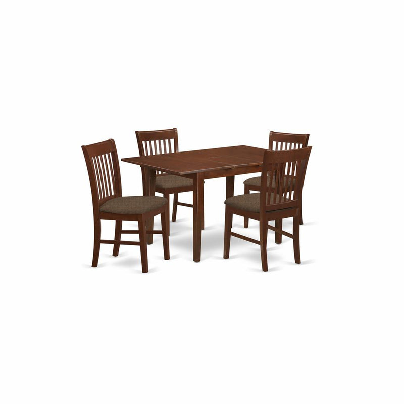 NOFK5-MAH-C 5 Pc Kitchen nook Dining set - Table with a 12in leaf and 4 Dining Chairs