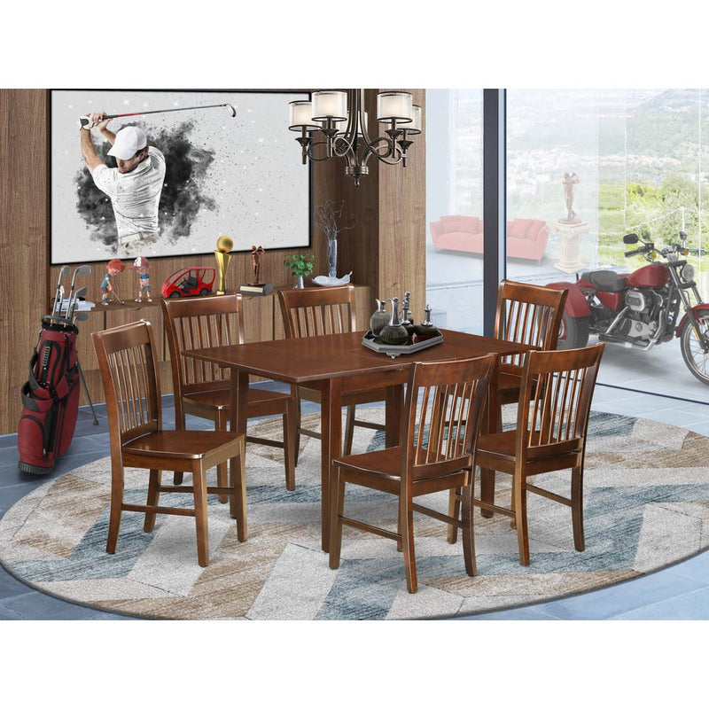 7  Pc  small  Kitchen  Table  set  -  Table  with  Leaf  and  6  Dining  Chairs