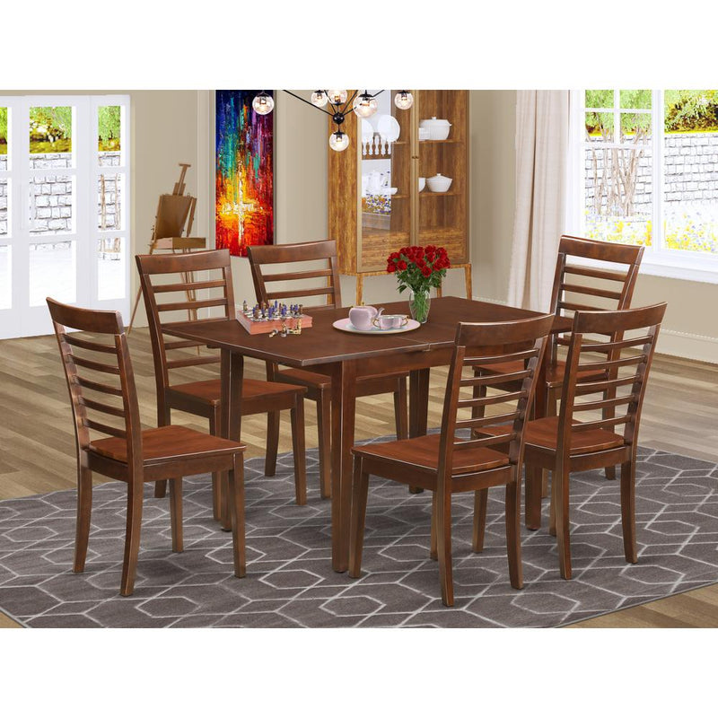 7  Pc  Dining  room  set  -  Rectangular  Table  with  Leaf  and  6  Dining  Chairs