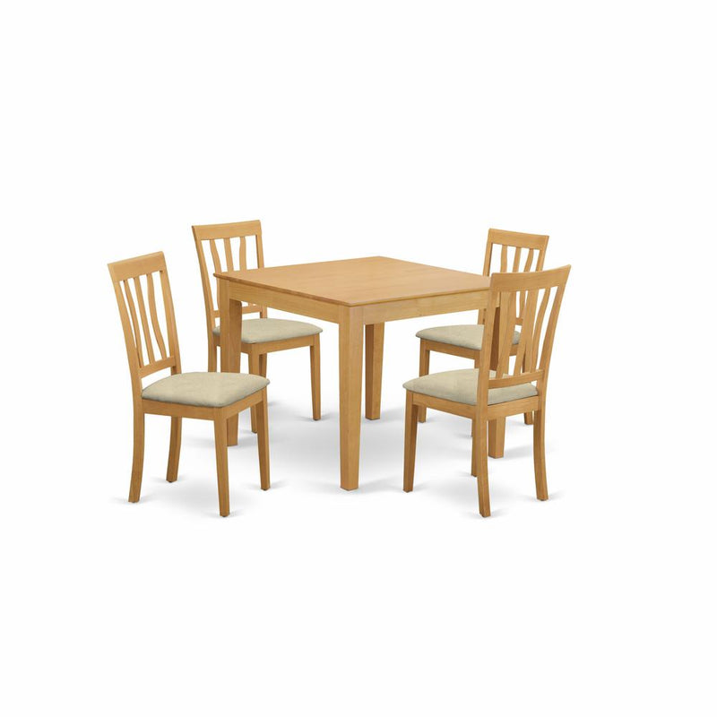 OXAN5-OAK-C 5 PcTable and Chairs set - Table and 4 dinette Chairs