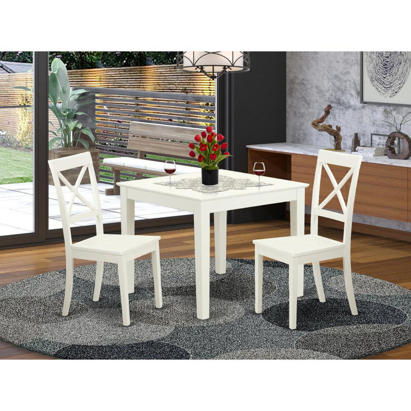 3  Pcsquare  Kitchen  Table  and  2  Wood  Kitchen  Dining  Chairs  in  Linen  White