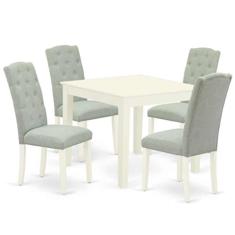 Dining Room Set Linen White, OXCE5-LWH-15