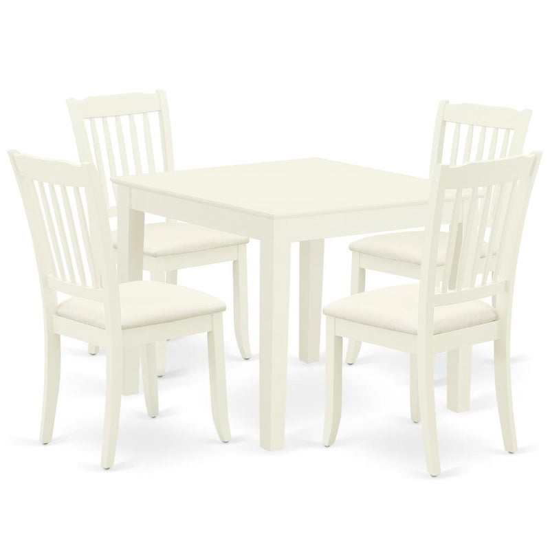 Dining Room Set Linen White, OXDA5-LWH-C